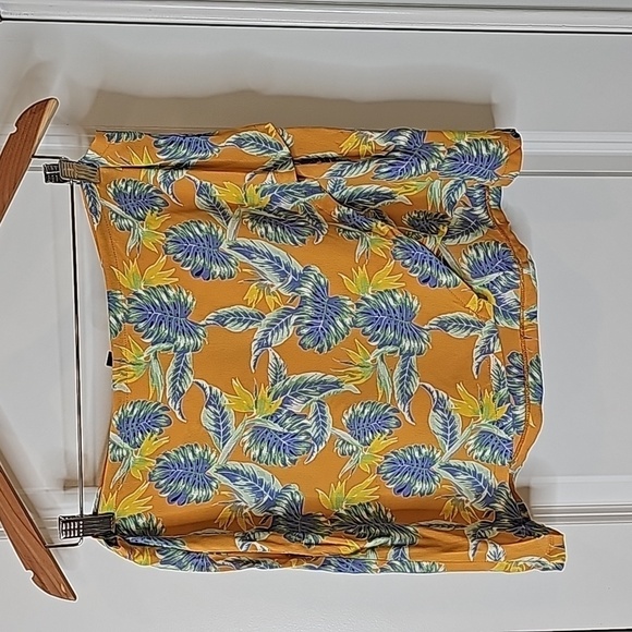 For Love & Lemons Aloha Bird of Paradise Gold Mini Skirt - Size Medium - Picture 5 of 9